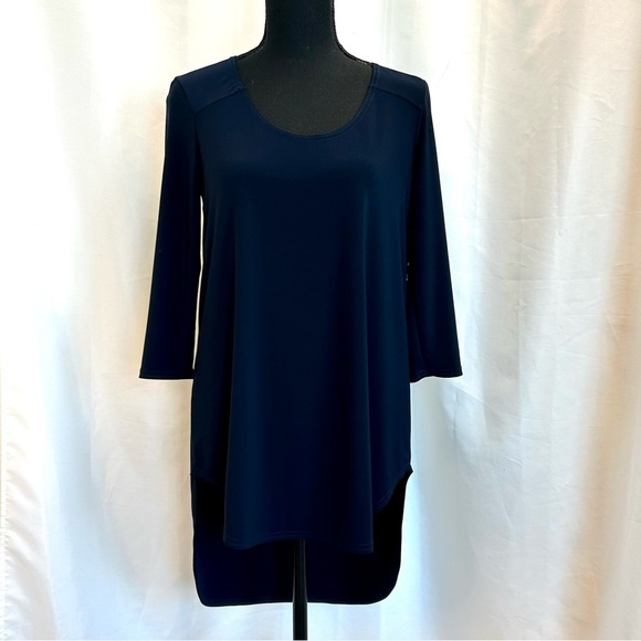 JOSEPH Ribkoff navy blue asymmetrical blouse Sz 6 - Picture 9 of 9